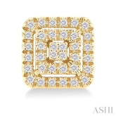 1/5 ctw Double Halo Square Shape Petite Round Cut Diamond Fashion Stud Earring in 10K Yellow Gold